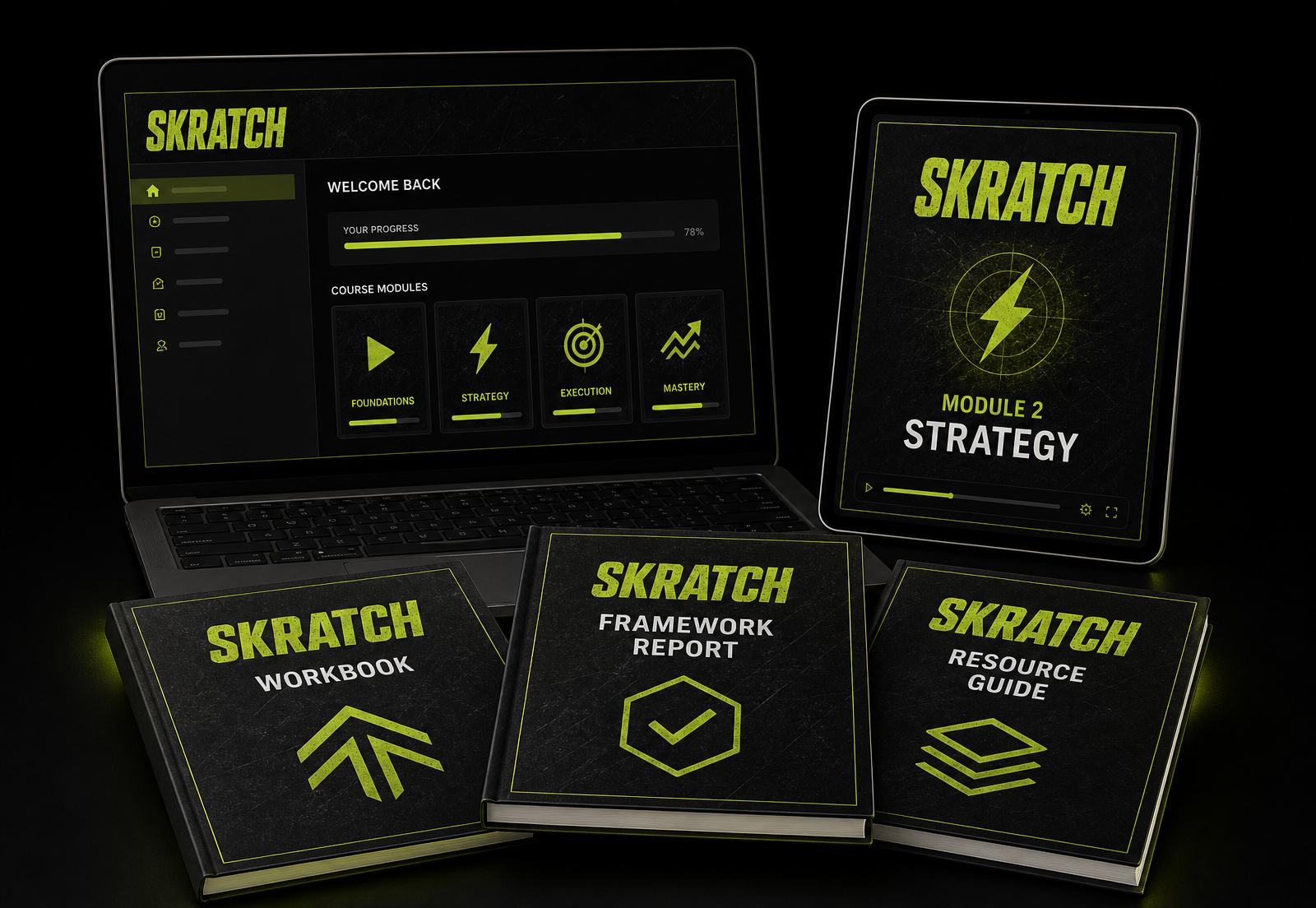 The complete SKRATCH bundle: training, workbooks, blueprint, templates and bonuses